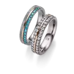 Trauringe für Heirat Eheringe Schmuck Tantal und vielen Diamanten blaue Diamanten und Kronenfassung Dragonskin mir Roségold