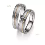 Tantal Eheringe mit Gelbgold und Rotgoldeinlage und Diamanten schöne Optik bei Juwelier am Hochrhein Trauringe Schmuck